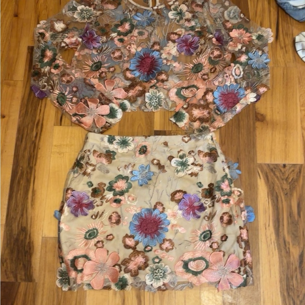 Floral Embroidered Two-Piece Set
